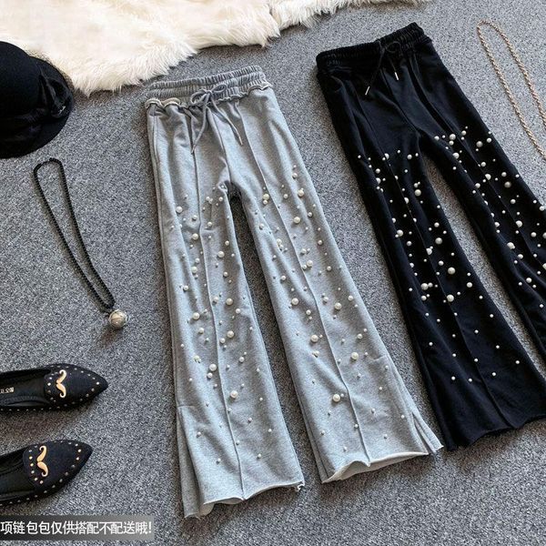 women's pants & capris korobov 2021 women trousers autumn high waist flare korean chic pearls embroidery lacing sweatpants, Black;white
women's pants & capris korobov 2021 women trousers autumn high waist flare korean chic pearls embroidery lacing sweatpants, Black;white