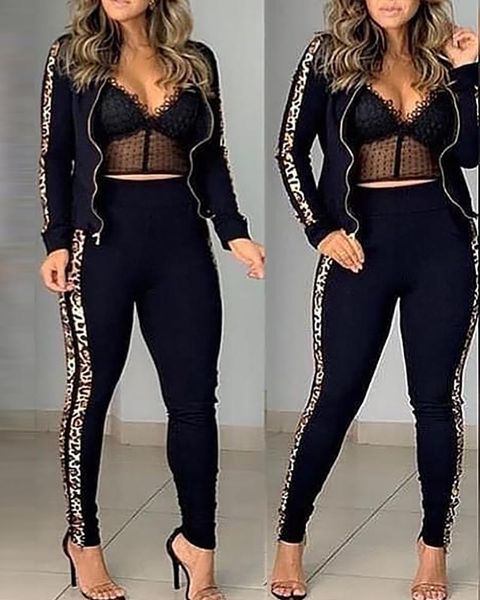 women's two piece pants conjunto abrigo feminino casual estampa leopardo, cala comprida com zper kinz, White
women's two piece pants conjunto abrigo feminino casual estampa leopardo, cala comprida com zper kinz, White