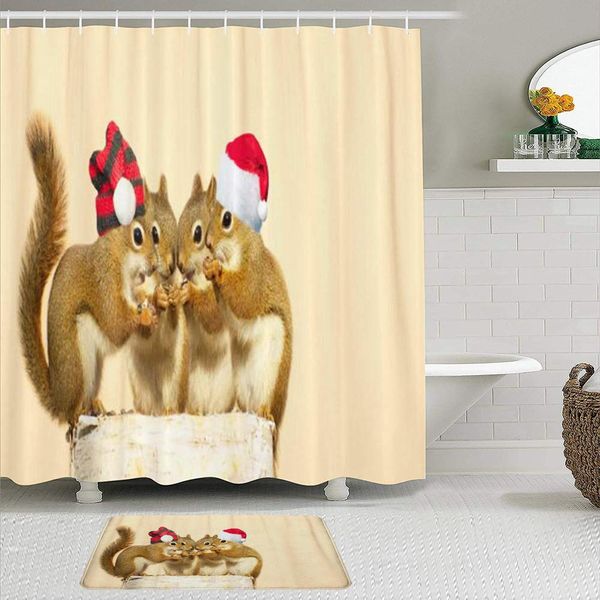 fabric shower curtain and mats set,christmas squirrels birch log sharing some sunflower seeds wearing santa hats,waterproof bath
fabric shower curtain and mats set,christmas squirrels birch log sharing some sunflower seeds wearing santa hats,waterproof bath