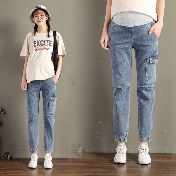 maternity bottoms pregnant woman spring jeans side pocket stretched legs long loose denim trousers vintage design plus size empire pants, White
maternity bottoms pregnant woman spring jeans side pocket stretched legs long loose denim trousers vintage design plus size empire pants, White