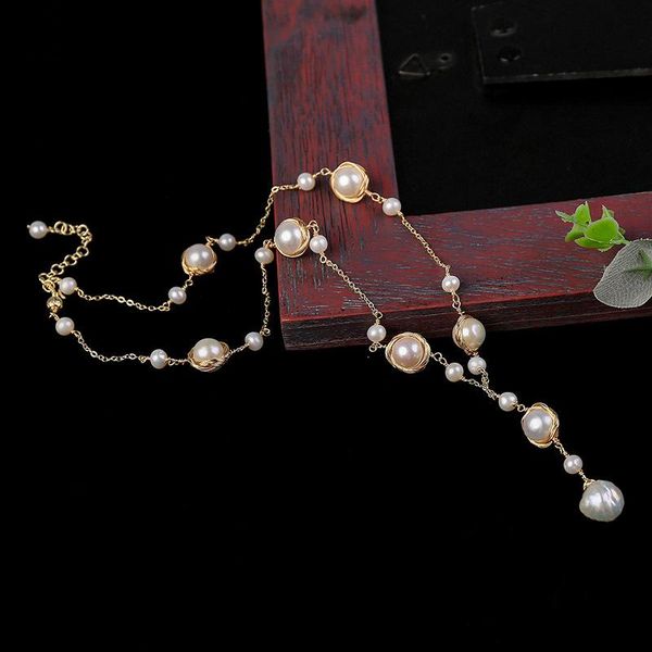 fashion freshwater pearl necklaces choker for women chic metal wire wrapped female long necklace chain jewelry gifts 2021 xl003 pendant, Silver
fashion freshwater pearl necklaces choker for women chic metal wire wrapped female long necklace chain jewelry gifts 2021 xl003 pendant, Silver