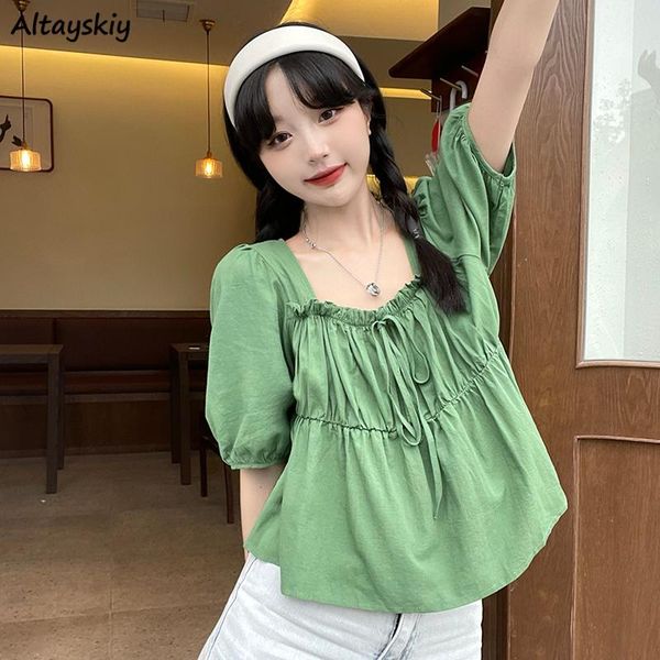 women's blouses & shirts women pullover square collar green fresh slender short sleeve french style temperament females crop students t, White
women's blouses & shirts women pullover square collar green fresh slender short sleeve french style temperament females crop students t, White