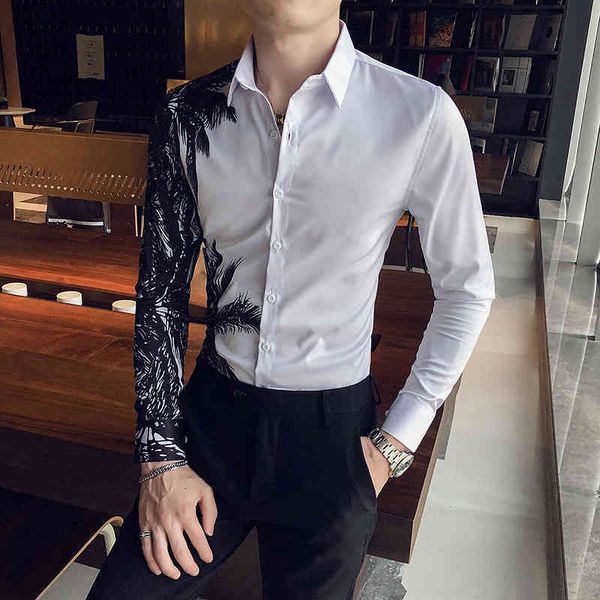 men's casual shirts fashion long sleeve slim fit dress shirt streetwear hawaii social party blouse clothing chemise homme fnxj, White;black
men's casual shirts fashion long sleeve slim fit dress shirt streetwear hawaii social party blouse clothing chemise homme fnxj, White;black
