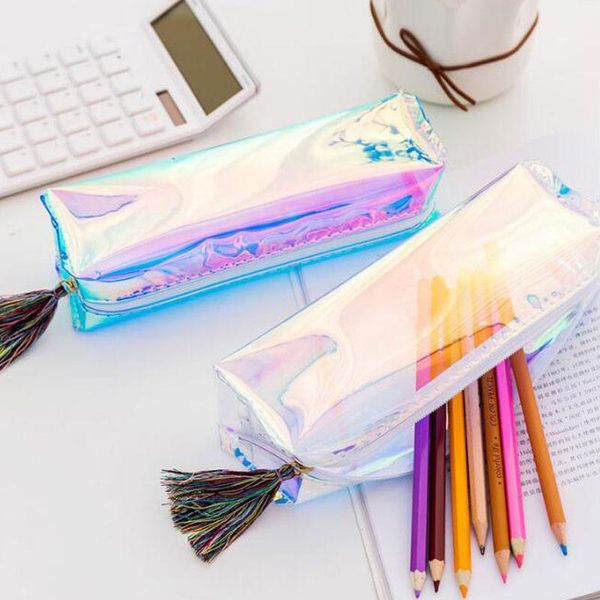 laser transparent large capacity pencil bag literature and art tassel pvc gift case stationery office&school supplies bags
laser transparent large capacity pencil bag literature and art tassel pvc gift case stationery office&school supplies bags