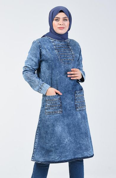 women's blouses & shirts minahill gemstone denim tunic 2255-01 jeans blue, White 
women's blouses & shirts minahill gemstone denim tunic 2255-01 jeans blue, White
