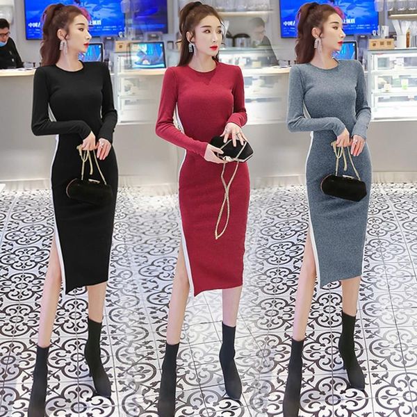 casual dresses 2021 autumn winter fashion women long-sleeved split dress bag hip skirt stitching striped knit, Black;gray
casual dresses 2021 autumn winter fashion women long-sleeved split dress bag hip skirt stitching striped knit, Black;gray