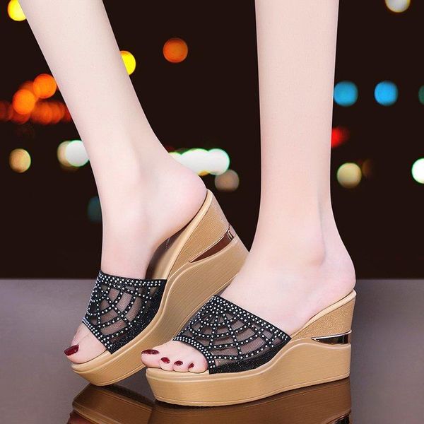 slippers ladies wedge heel sandal slipper muffin soft soles medium fashion flip-flops high appellance level women shoes, Black
slippers ladies wedge heel sandal slipper muffin soft soles medium fashion flip-flops high appellance level women shoes, Black