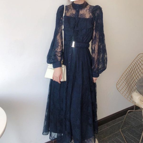 casual dresses chic lace patchwork long sleeve dress women high waist a line vestidos 2021 spring elegant temperament robe with belt fashion, Black;gray
casual dresses chic lace patchwork long sleeve dress women high waist a line vestidos 2021 spring elegant temperament robe with belt fashion, Black;gray