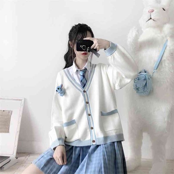 autumn and winter original college style all-match lazy uniform sweater loose knit cardigan jacket student 210427, White;black
autumn and winter original college style all-match lazy uniform sweater loose knit cardigan jacket student 210427, White;black