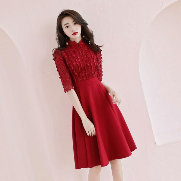 bride wedding dress elegant a-line evening temperament slim banquet stand collar daily prom gown xs-3xl ethnic clothing, Red
bride wedding dress elegant a-line evening temperament slim banquet stand collar daily prom gown xs-3xl ethnic clothing, Red