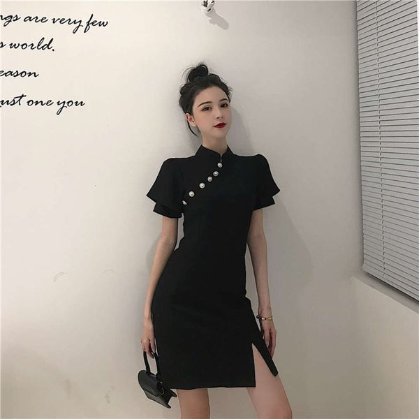 summer small black dress chinese style qipao temperament girl short tight skirt, Black;gray
summer small black dress chinese style qipao temperament girl short tight skirt, Black;gray