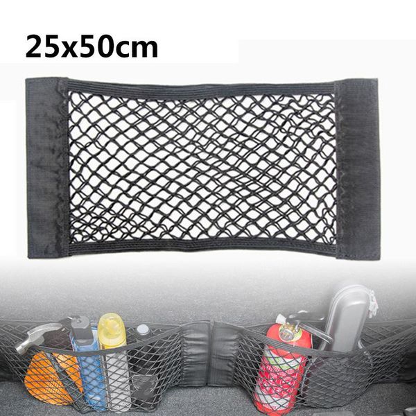 car organizer trunk rear seat storage net bag holder sticking hanging pocket 50*25cm high elasticity double layer
car organizer trunk rear seat storage net bag holder sticking hanging pocket 50*25cm high elasticity double layer