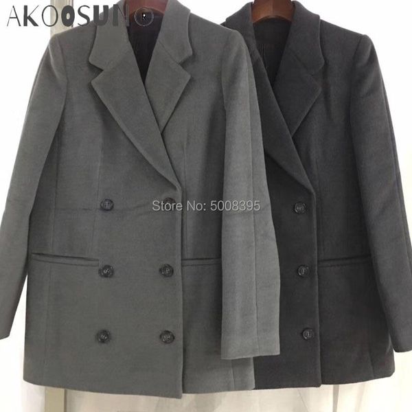 women's wool & blends woman blend volterra peacoat dark grey melange short coat double breasted lapel collar long sleeves fashion 2021f, Black
women's wool & blends woman blend volterra peacoat dark grey melange short coat double breasted lapel collar long sleeves fashion 2021f, Black