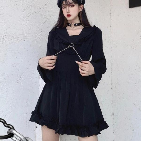 casual dresses punk gothic dress girl with double chains vintage designer mini plus size 4xl clothes long sleeve for women 2021, Black;gray
casual dresses punk gothic dress girl with double chains vintage designer mini plus size 4xl clothes long sleeve for women 2021, Black;gray