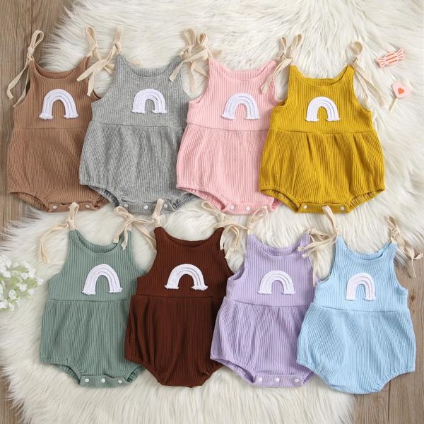 rompers 8 colors baby summer born infant boys girls knitted rainbow print bandage sleeveless jumpsuits solid clothes, Blue
rompers 8 colors baby summer born infant boys girls knitted rainbow print bandage sleeveless jumpsuits solid clothes, Blue