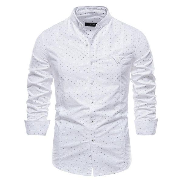 long sleeve dot shirt men spring stand collar cotton shirts for men casual social business men's dress shirts, White;black
long sleeve dot shirt men spring stand collar cotton shirts for men casual social business men's dress shirts, White;black