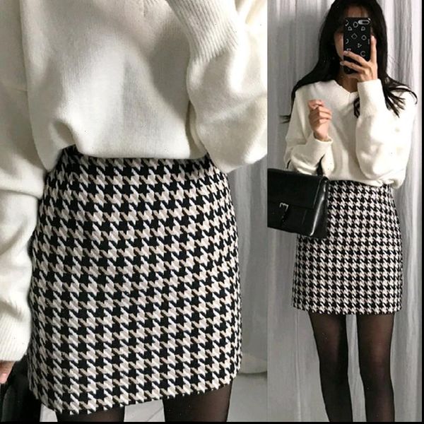 high waist houndstooth bird bag women skirt arm autumn and winter a word short dq679, Black
high waist houndstooth bird bag women skirt arm autumn and winter a word short dq679, Black