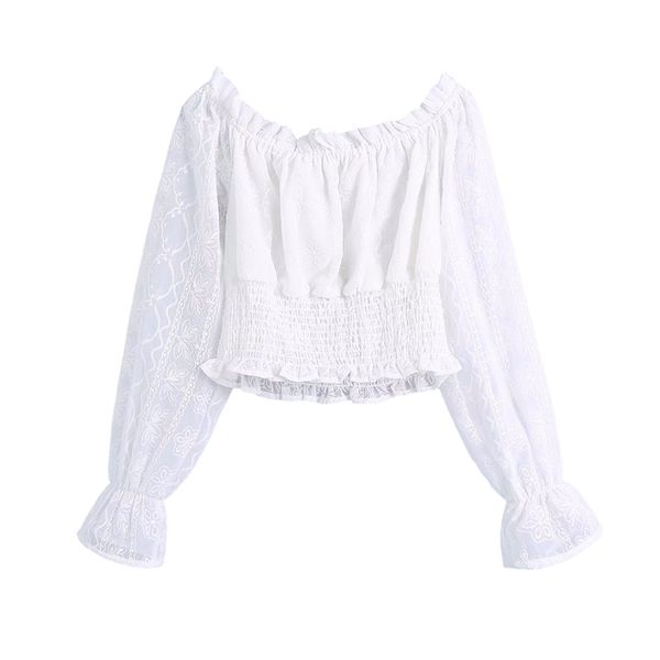 elegant women geomtric embroidery shirts fashion ladies slash neck short sweet female chic elastic waist blouses 210427, White
elegant women geomtric embroidery shirts fashion ladies slash neck short sweet female chic elastic waist blouses 210427, White