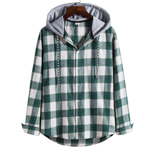 men's casual shirts classic single breasted hooded turn-down collar plaid print drawstring long sleeves blouse coat, White;black
men's casual shirts classic single breasted hooded turn-down collar plaid print drawstring long sleeves blouse coat, White;black