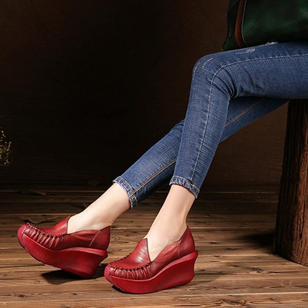 spring women high heel shoes platform wedges pumps genuine leather handmade vintage casual dress, Black
spring women high heel shoes platform wedges pumps genuine leather handmade vintage casual dress, Black