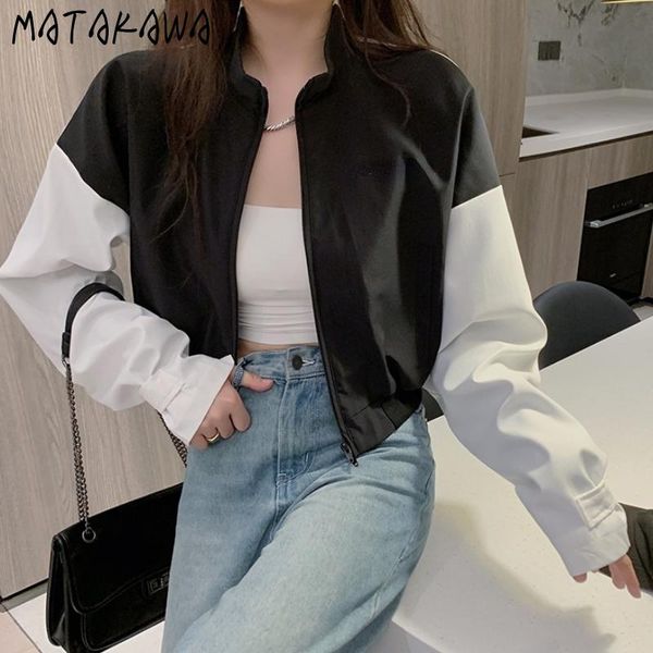 women's jackets matakawa woman jacket korean autumn contrast color loose all-match zipper short fashion patchwork elegant coat women, Black;brown
women's jackets matakawa woman jacket korean autumn contrast color loose all-match zipper short fashion patchwork elegant coat women, Black;brown