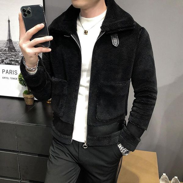 men's wool & blends winter men's short woolen coat fur integrated lamb jacket korean style mens trench chaqueta invierno hombre, Black
men's wool & blends winter men's short woolen coat fur integrated lamb jacket korean style mens trench chaqueta invierno hombre, Black