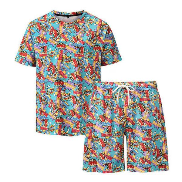 summer loose short-sleeved t-shirt men's two-piece graffiti printed shorts plus size casual sports suit gym clothing, White;black
summer loose short-sleeved t-shirt men's two-piece graffiti printed shorts plus size casual sports suit gym clothing, White;black