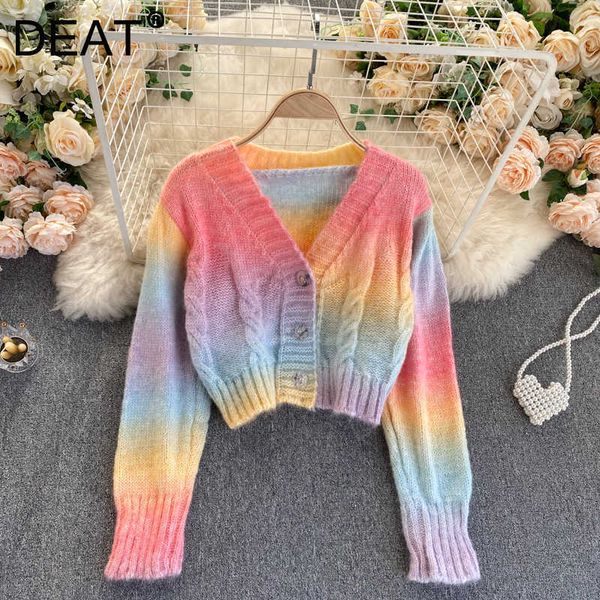 deat spring autumn arrivals women fashion temperament short all-match rainbow striped knitted cardigan sweater ml752 210709, White;black
deat spring autumn arrivals women fashion temperament short all-match rainbow striped knitted cardigan sweater ml752 210709, White;black