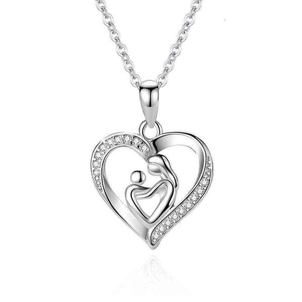 s925 sterling sier heart-shaped mother child hug pendant wind micro inlaid fashion creative mother's love day gift, Silver
s925 sterling sier heart-shaped mother child hug pendant wind micro inlaid fashion creative mother's love day gift, Silver