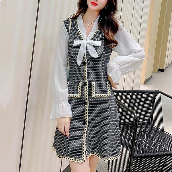 casual dresses autumn knitted women dress patchwork bow chiffon long sleeve office cocktail party for vestidos fake two piece, Black;gray
casual dresses autumn knitted women dress patchwork bow chiffon long sleeve office cocktail party for vestidos fake two piece, Black;gray