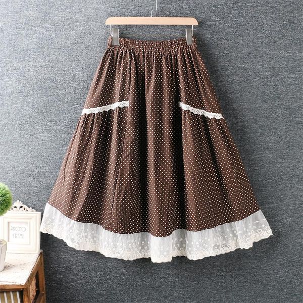 summer women cotton skirt japan style mori girl polka dot print loose lace a-line skirts, Black
summer women cotton skirt japan style mori girl polka dot print loose lace a-line skirts, Black