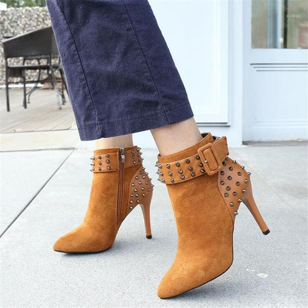 autumn winter women boots high heel ankle rivets belt buckle pointed toe stiletto short zip female footwear1, Black
autumn winter women boots high heel ankle rivets belt buckle pointed toe stiletto short zip female footwear1, Black