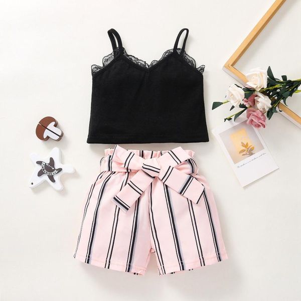 clothing sets baby summer girls clothes kids solid printed lace suspenders striped shorts outfits children's, White
clothing sets baby summer girls clothes kids solid printed lace suspenders striped shorts outfits children's, White