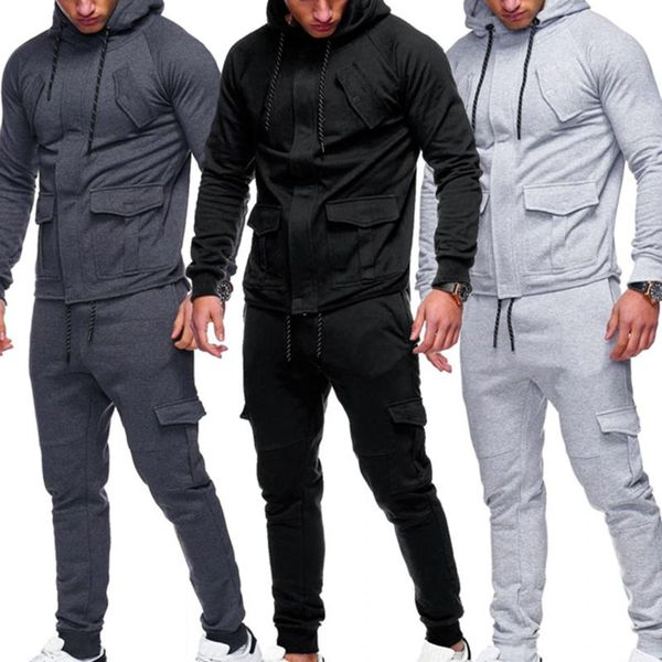 men's tracksuits 2pcs men casual tracksuit autumn solid color long sleeve drawstring zipper hooded sweatshirt mid waist fit beam pants, Gray
men's tracksuits 2pcs men casual tracksuit autumn solid color long sleeve drawstring zipper hooded sweatshirt mid waist fit beam pants, Gray