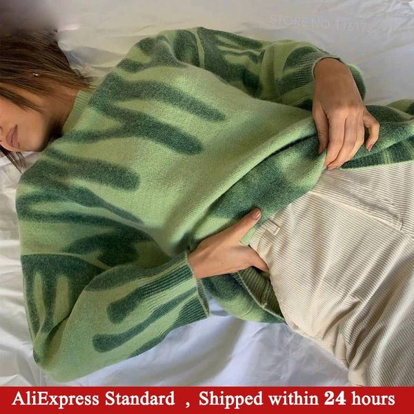 women's sweaters elegant green striped print oversized pullovers women winter o-neck loose long streetwear warm outerwear 2021, White;black
women's sweaters elegant green striped print oversized pullovers women winter o-neck loose long streetwear warm outerwear 2021, White;black