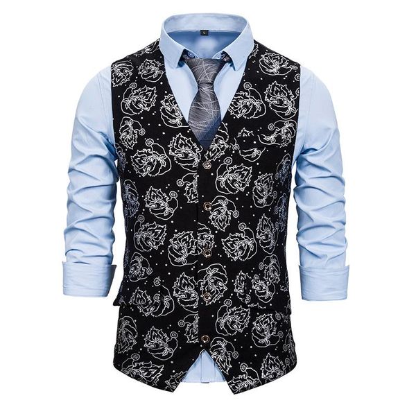 men's vests 3d santa claus print vest men 2021 fashion slim fit waistcoat xmas party holiday tuxedo male chaleco hombre, Black;white
men's vests 3d santa claus print vest men 2021 fashion slim fit waistcoat xmas party holiday tuxedo male chaleco hombre, Black;white