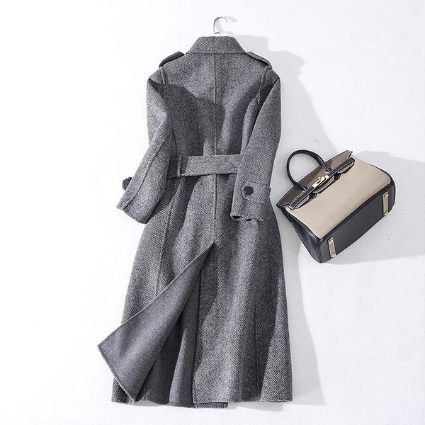 women's wool & blends 2021 coat women winter elegant long coats female autumn double sided trench outwear chaquetas mujer lx2384, Black
women's wool & blends 2021 coat women winter elegant long coats female autumn double sided trench outwear chaquetas mujer lx2384, Black