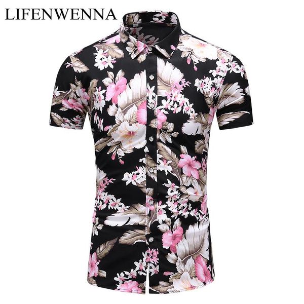 men's shirt 2021 summer fashion hawaiian male casual flower printed short sleeve slim fit beach shirts, White;black
men's shirt 2021 summer fashion hawaiian male casual flower printed short sleeve slim fit beach shirts, White;black