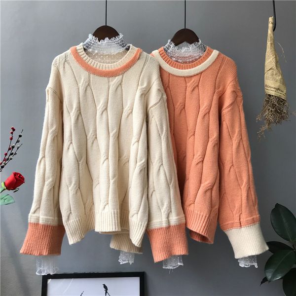 women's sweaters autumn women's korean striped thick needle twist sweater loose round neck pullover jacket rrv3, White;black
women's sweaters autumn women's korean striped thick needle twist sweater loose round neck pullover jacket rrv3, White;black