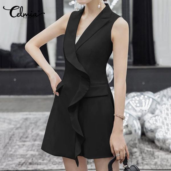 celmia elegant ol suit dress 2021 fashion women sundress summer ruffles office plus size solid female sleeveless mini vestidos casual dresse, Black;gray
celmia elegant ol suit dress 2021 fashion women sundress summer ruffles office plus size solid female sleeveless mini vestidos casual dresse, Black;gray