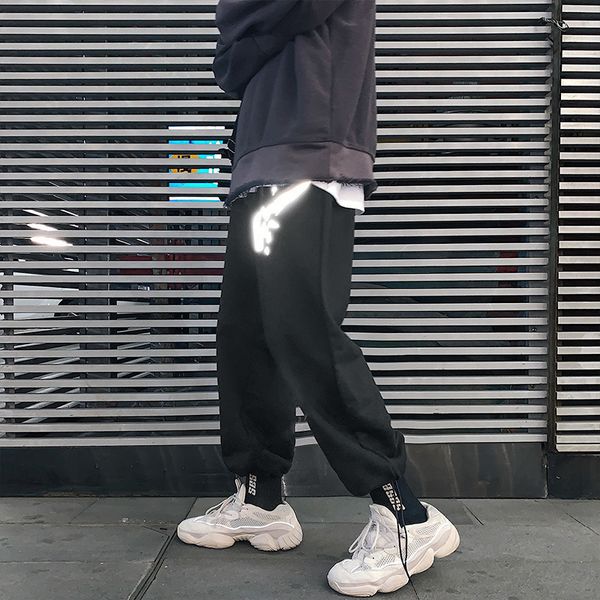 trend pants men's casual versatile drawstring leggings reflective loose autumn, Black
trend pants men's casual versatile drawstring leggings reflective loose autumn, Black