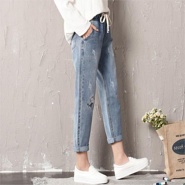women's jeans denim all-season super korean brand thin loose pants ladies straight elastic waist, Blue
women's jeans denim all-season super korean brand thin loose pants ladies straight elastic waist, Blue