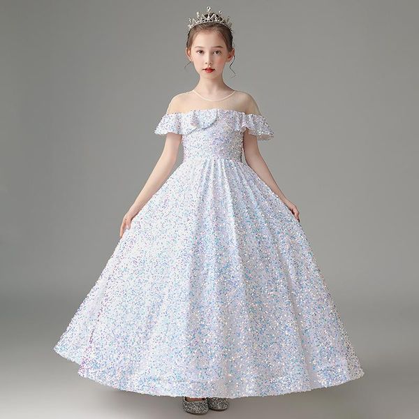 girl's dresses shining sequins flower girls' sheer neckline sparkling fabric ball gown party gowns, Red;yellow
girl's dresses shining sequins flower girls' sheer neckline sparkling fabric ball gown party gowns, Red;yellow