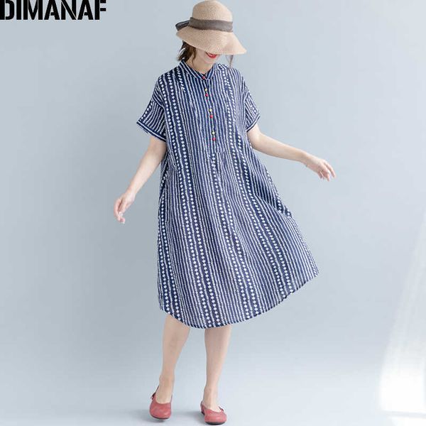 women dress summer plus size cotton femme casual sundress thin elegant lady vestidos striped blue print loose 210531, Black;gray
women dress summer plus size cotton femme casual sundress thin elegant lady vestidos striped blue print loose 210531, Black;gray