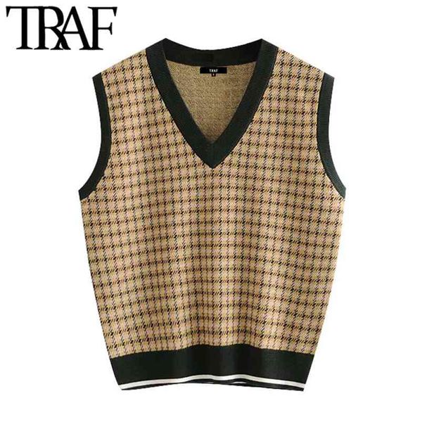 women fashion with ribbed trim plaid knitted vest sweater vintage v neck sleeveless female waistcoat chic 210507, White
women fashion with ribbed trim plaid knitted vest sweater vintage v neck sleeveless female waistcoat chic 210507, White