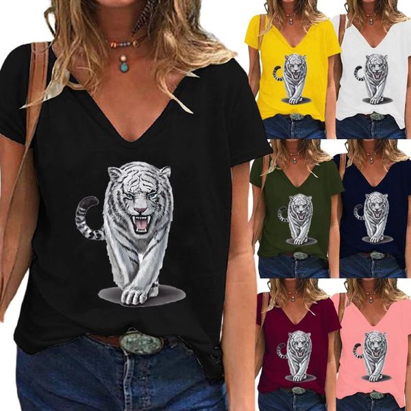 women's t-shirt summer short-sleeved v-neck fashion printing casual shirt loose plus size top, White
women's t-shirt summer short-sleeved v-neck fashion printing casual shirt loose plus size top, White