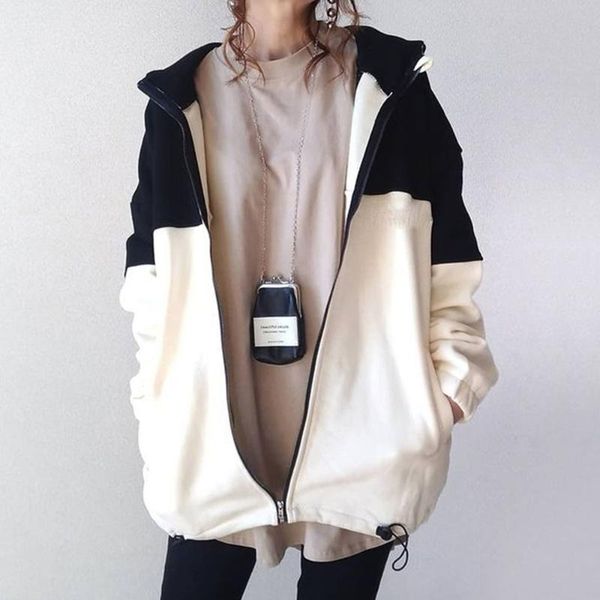 women's jackets korean style women jacket fashion long sleeve patchwork solid lapel zipper loose mid-length casual office lady fall, Black;brown
women's jackets korean style women jacket fashion long sleeve patchwork solid lapel zipper loose mid-length casual office lady fall, Black;brown