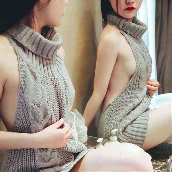 women sweaters and pullovers turtleneck sleeveless long virgin killer sweater japanes knitted backless sale, White;black
women sweaters and pullovers turtleneck sleeveless long virgin killer sweater japanes knitted backless sale, White;black