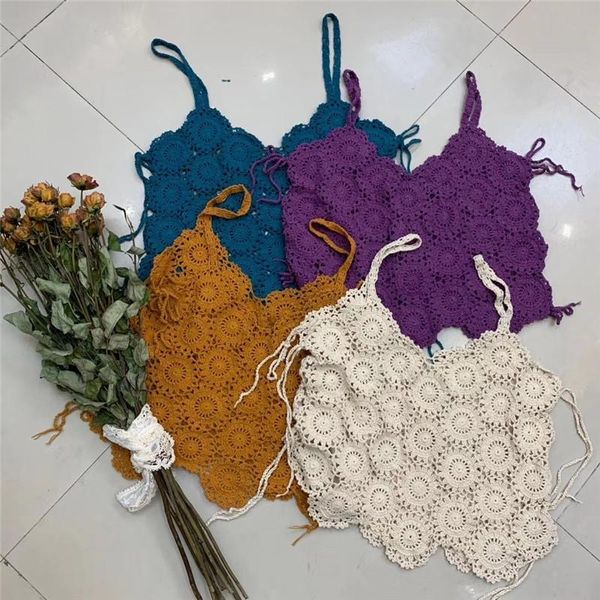 women's tanks & camis 2021 summer cotton thread handmade crochet flower hollow v-neck camisole vest women, White
women's tanks & camis 2021 summer cotton thread handmade crochet flower hollow v-neck camisole vest women, White