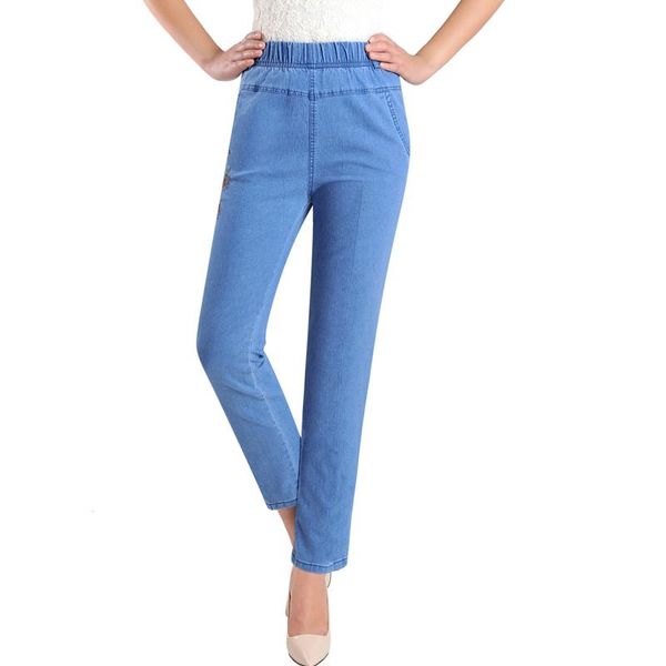 women's jeans mother high-waisted nine-point summer oversize thin straight pants female fashion loose elastic ladies, Blue
women's jeans mother high-waisted nine-point summer oversize thin straight pants female fashion loose elastic ladies, Blue